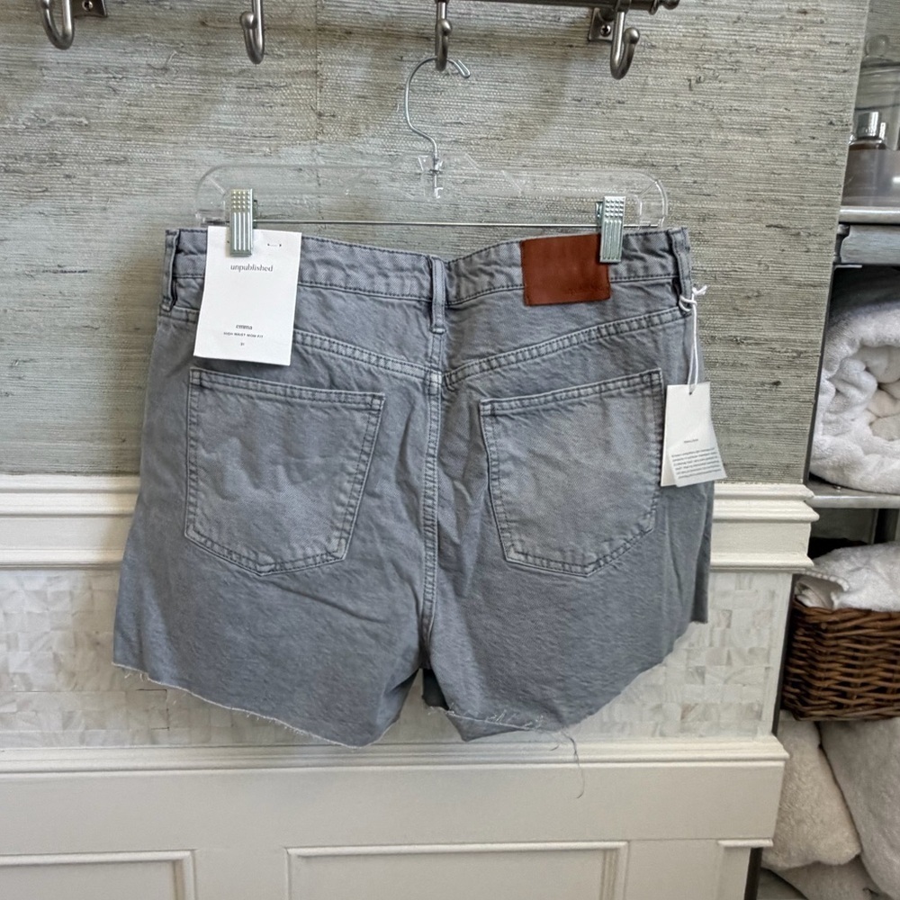 NWT new 31 Anthropologie unpublished emma Gray Denim Jean shorts mom fit - Picture 10 of 17